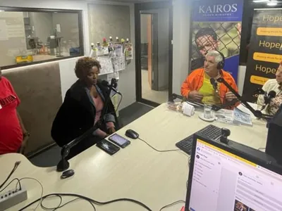 Glenn and Amore at the radio station